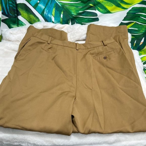 Lands’ End 12P Tan Caramel Wool Office Work Fall Winter Minimalist Classic Pants - Picture 3 of 10